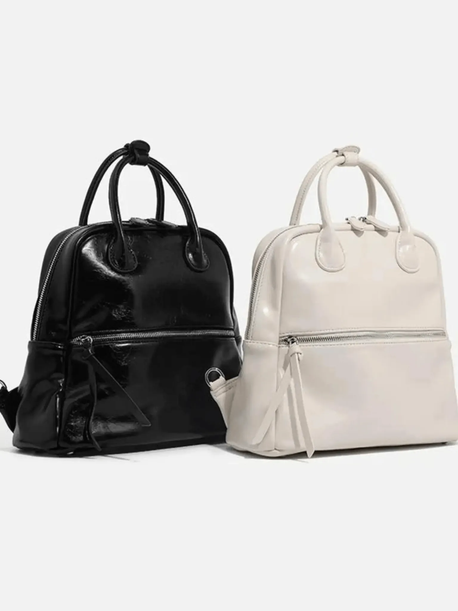 Maple | Chic Leather Backpack with Modern Zipper Detail