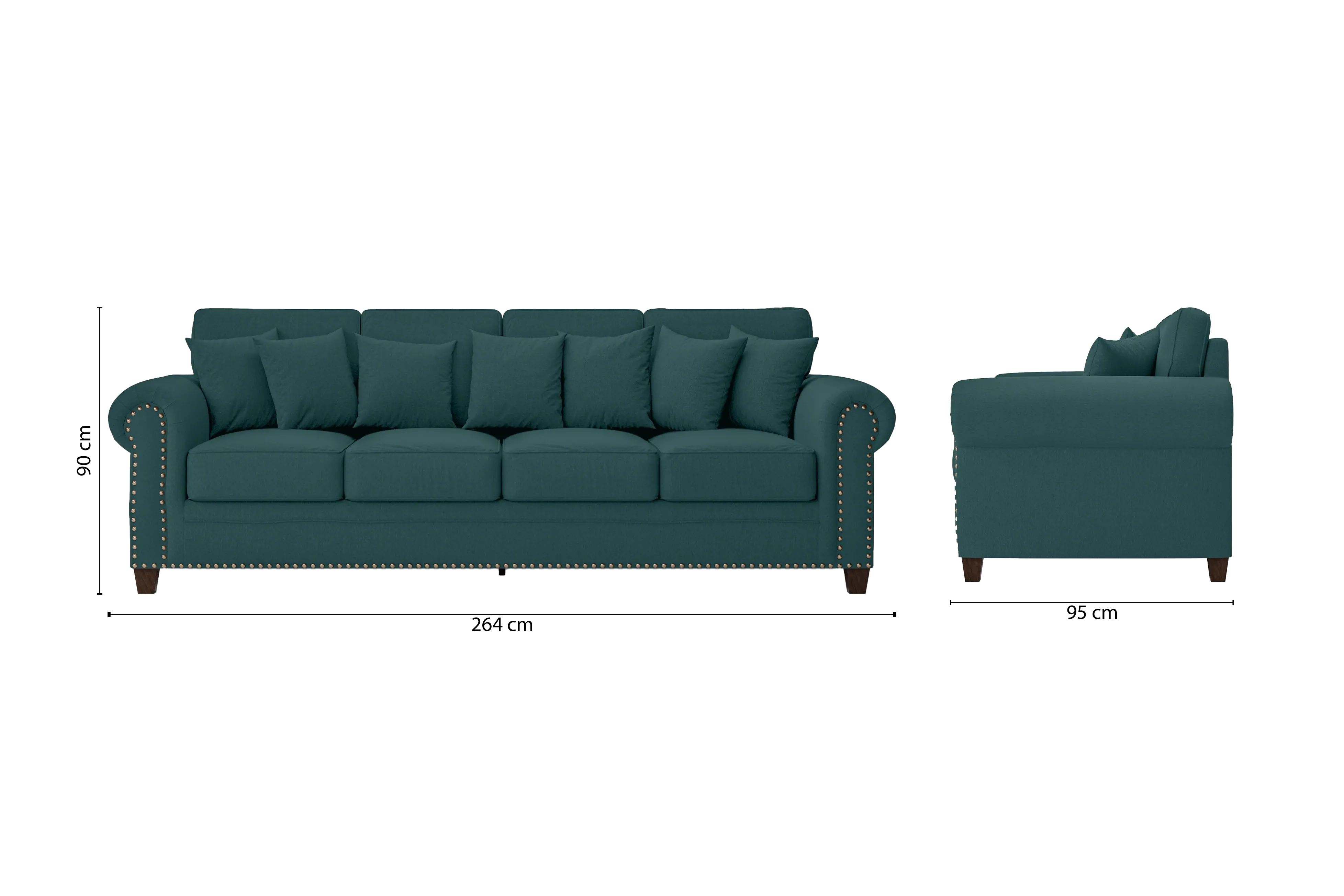Marano 4 Seater Sofa Teal Linen Fabric