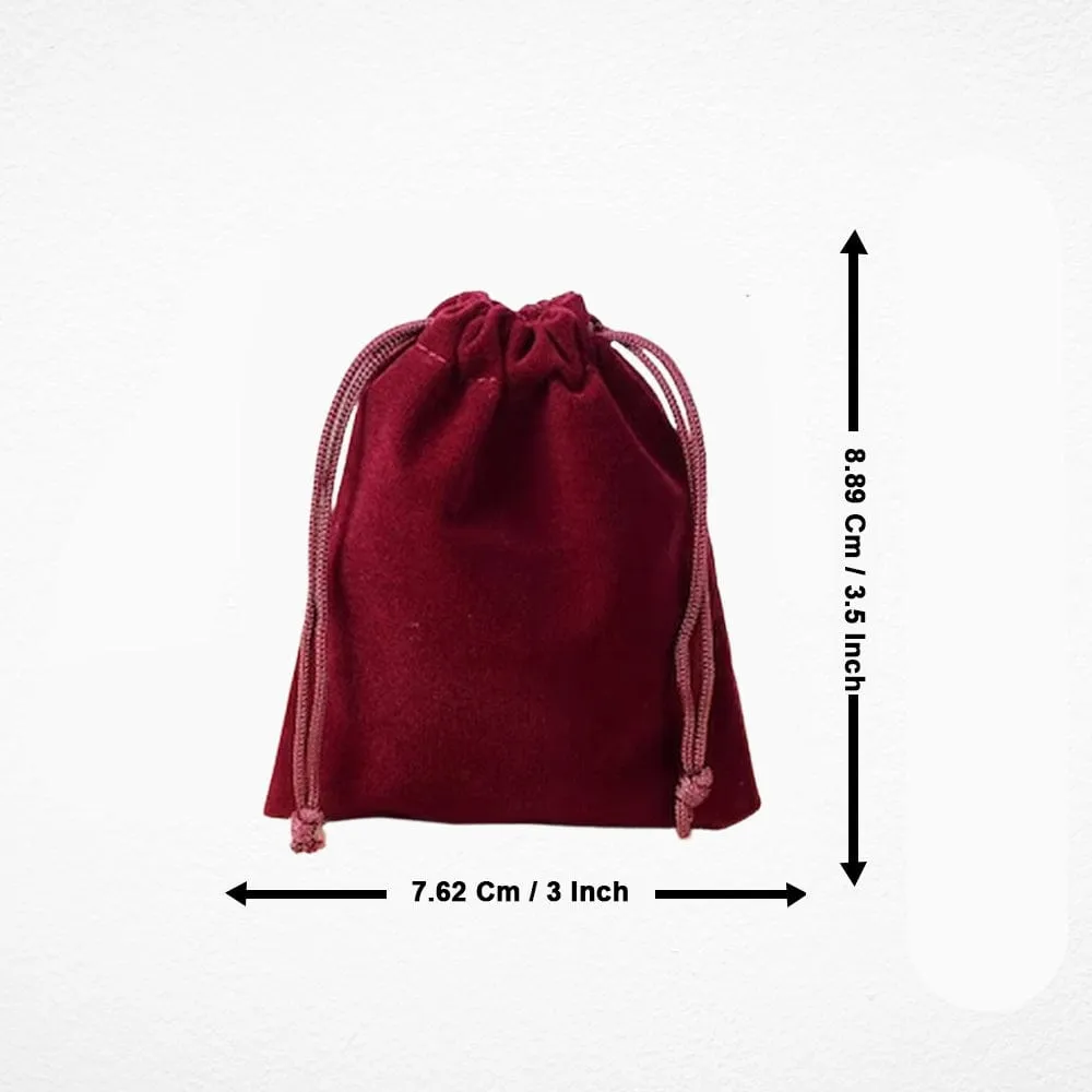Maroon Velvet Pouches Little Drawstring Gift Bags
