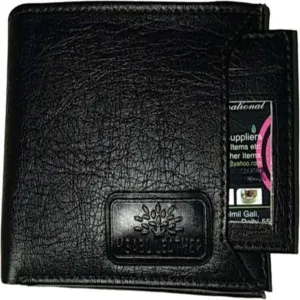 Men Black Artificial Leather Wallet (10 Card Slots)