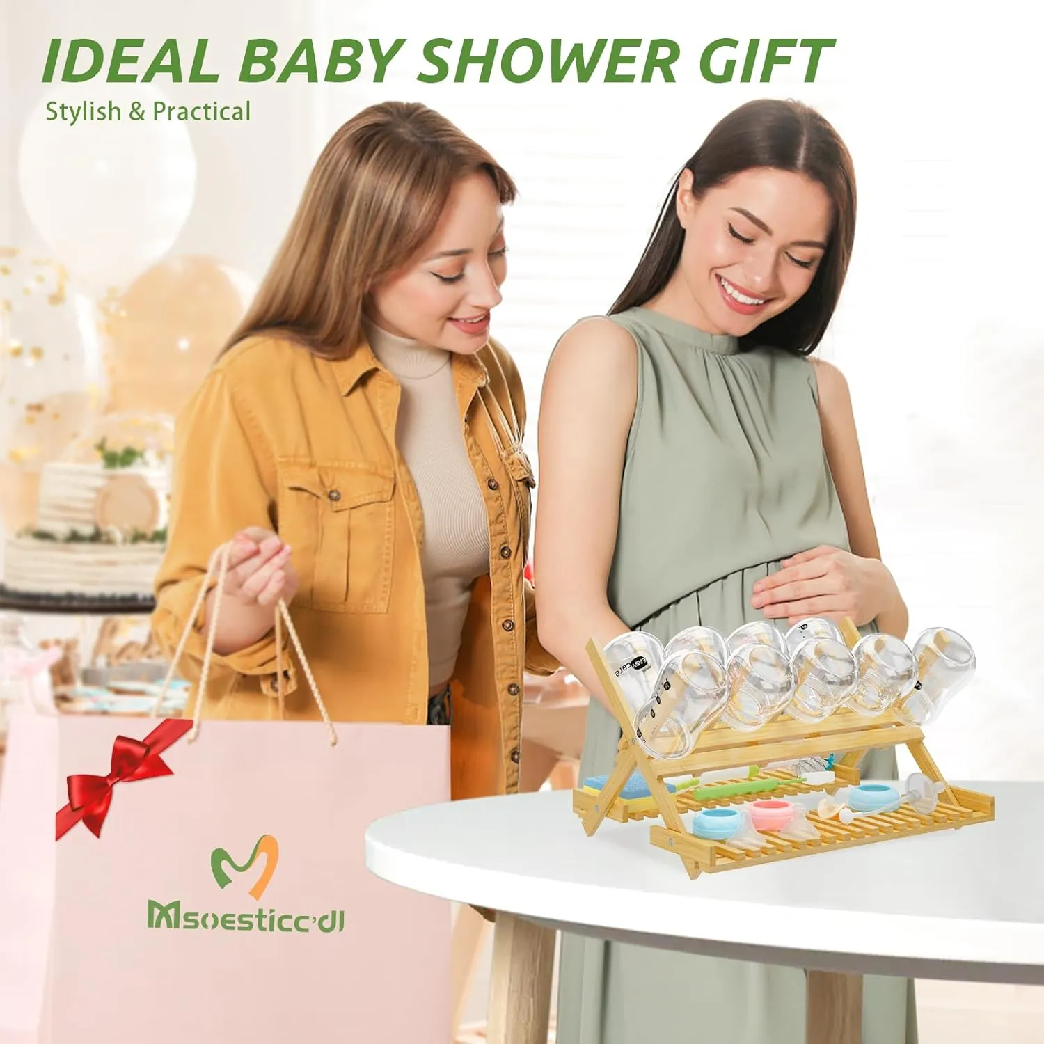 Msoesticc.dl: Foldable Bamboo Baby Bottle Drying Rack – Vertical Organizer, Space-Saving & Quick Drying