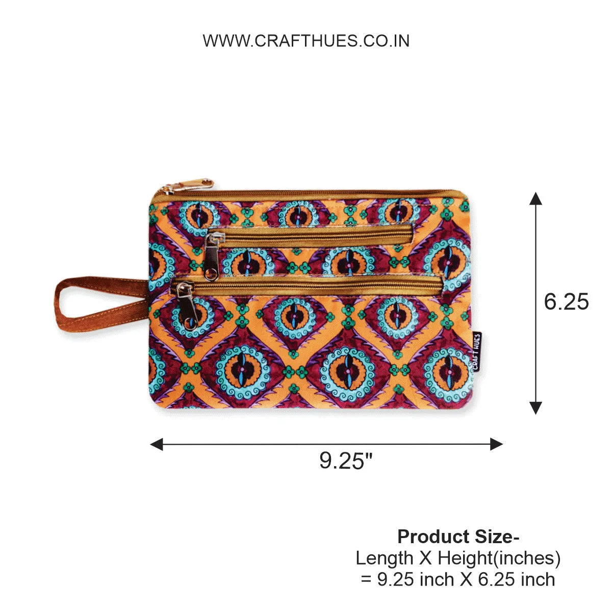 Multi-Purpose Pouch Combo- Orange Suzani-Orange Madhubani Flower