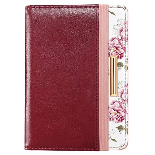 Passport Holder Cover Travel Wallet RFID Blocking Cute Flowers Passport Wallet with Elastic Band for Women,Red