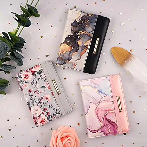 Passport Holder,RFID Blocking Passport Cover Cute Floral Traveling Passport Wallet for Women Gold Grey