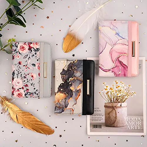 Passport Holder,RFID Blocking Passport Cover Cute Floral Traveling Passport Wallet for Women Gold Grey