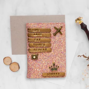 Personalised Dark Pink Glitter Passport Cover