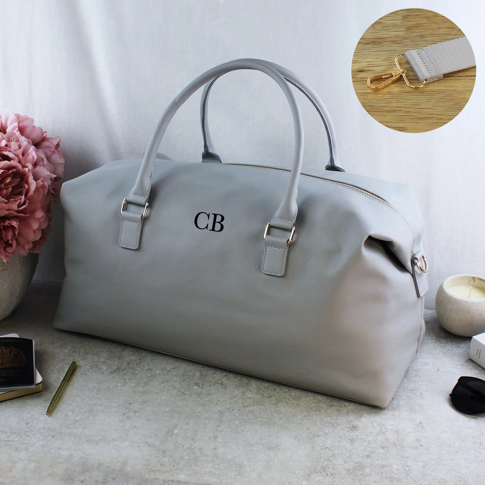 Personalised Monogrammed Weekender Bag & Passport Travel Set