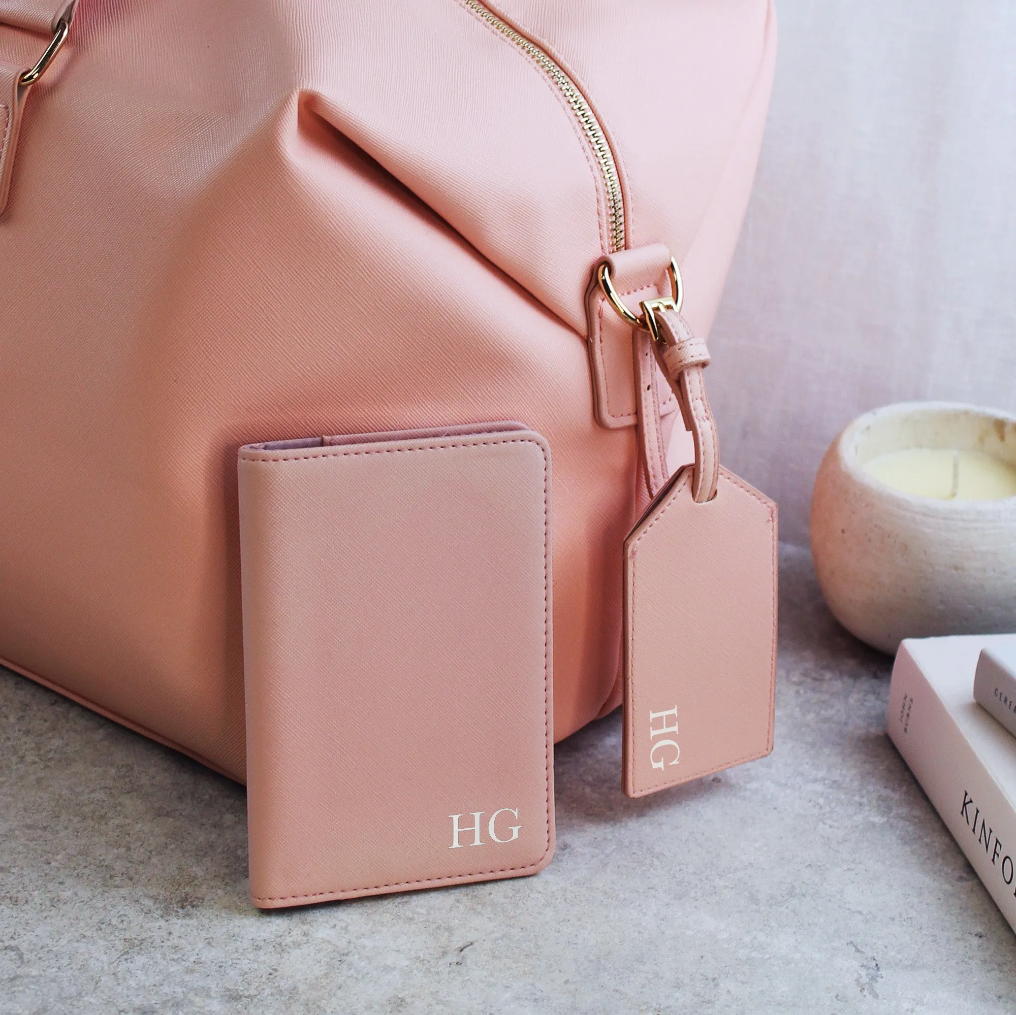 Personalised Monogrammed Weekender Bag & Passport Travel Set
