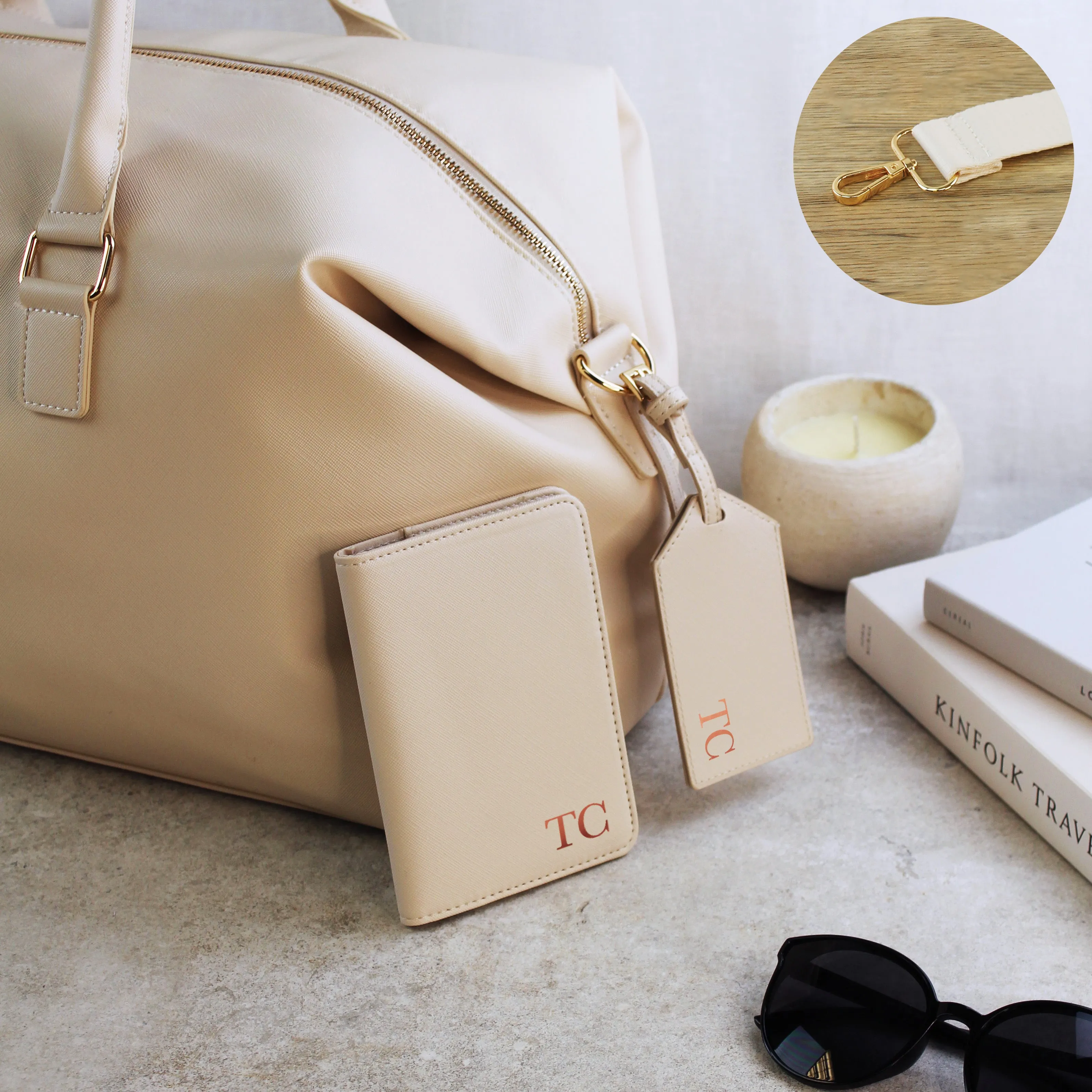 Personalised Monogrammed Weekender Bag & Passport Travel Set