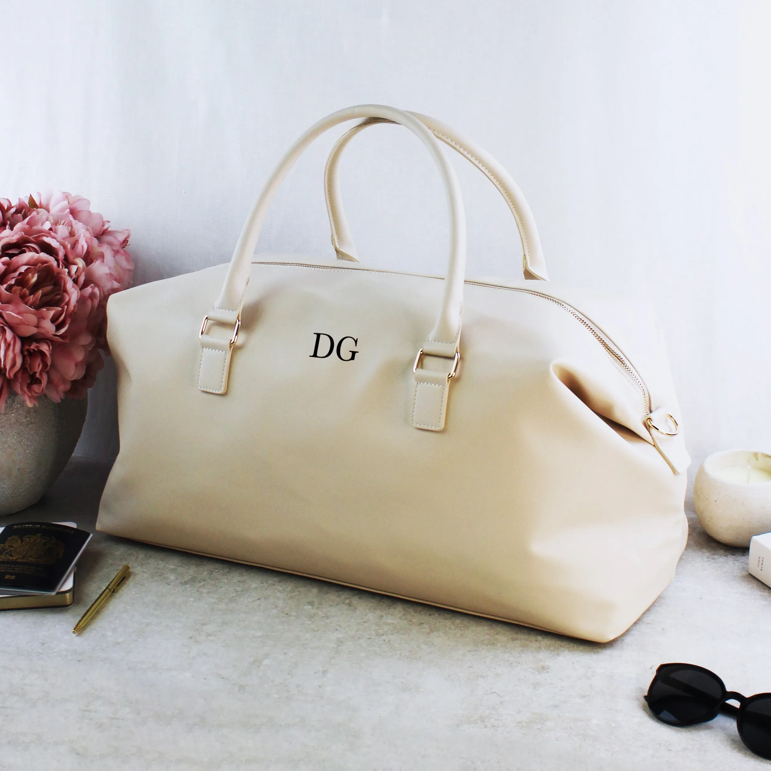 Personalised Monogrammed Weekender Bag & Passport Travel Set