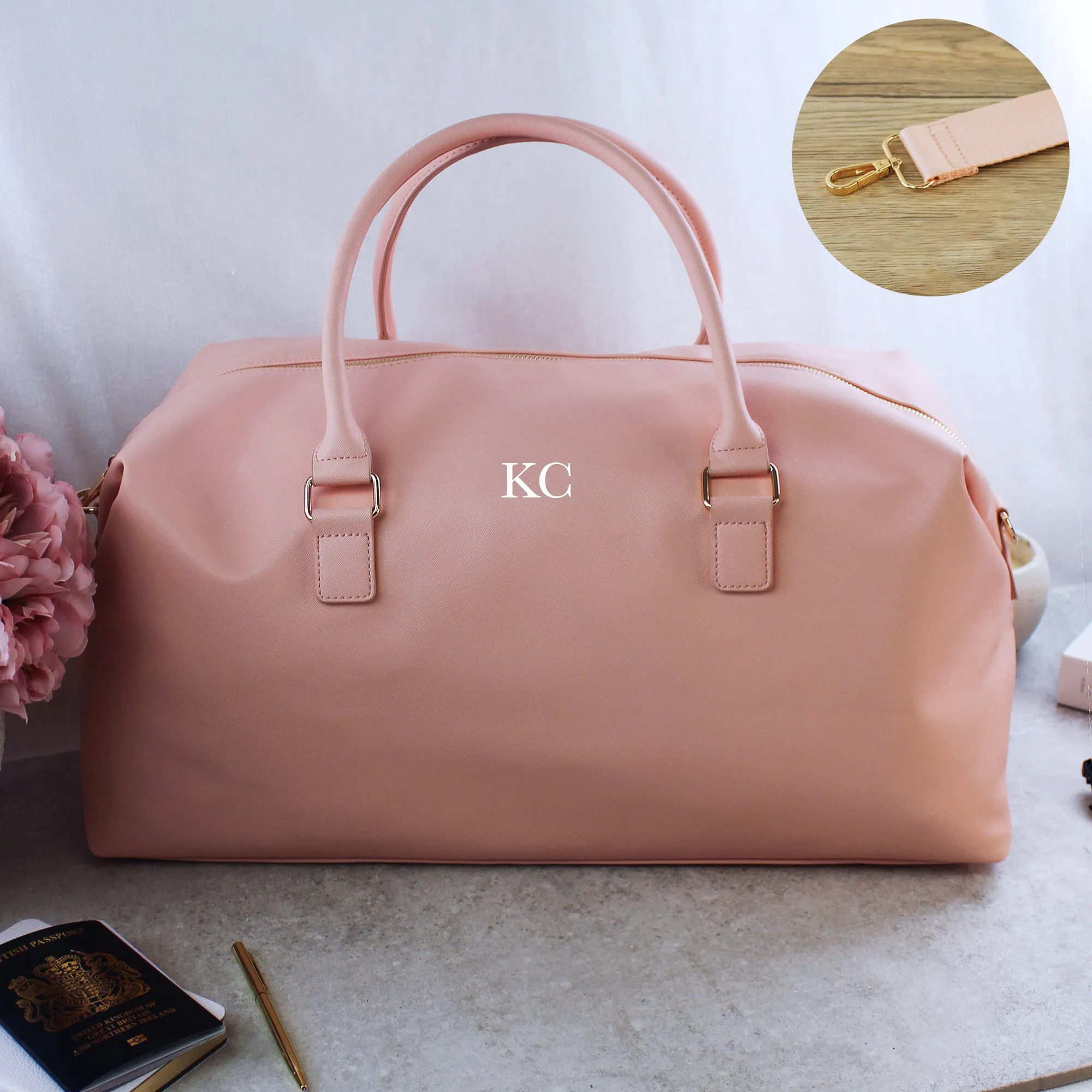 Personalised Monogrammed Weekender Bag & Passport Travel Set