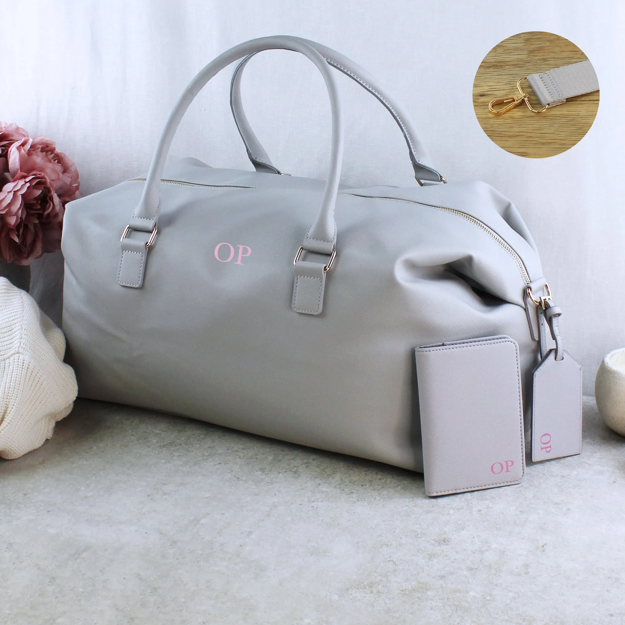 Personalised Monogrammed Weekender Bag & Passport Travel Set