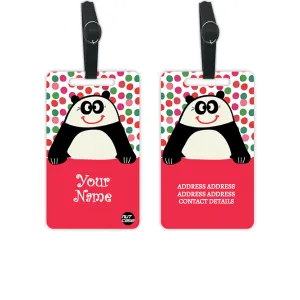 Personalised Travel Luggage Tags Add Your Name Set of 2 - Panda
