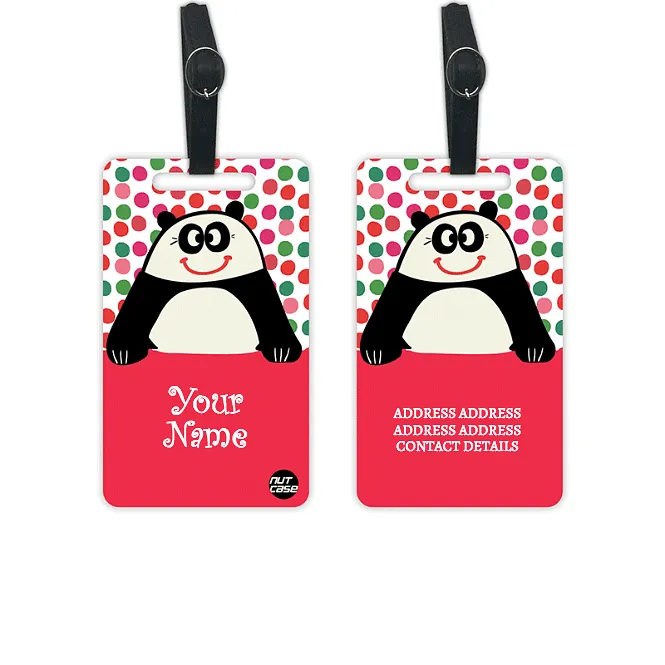 Personalised Travel Luggage Tags Add Your Name Set of 2 - Panda