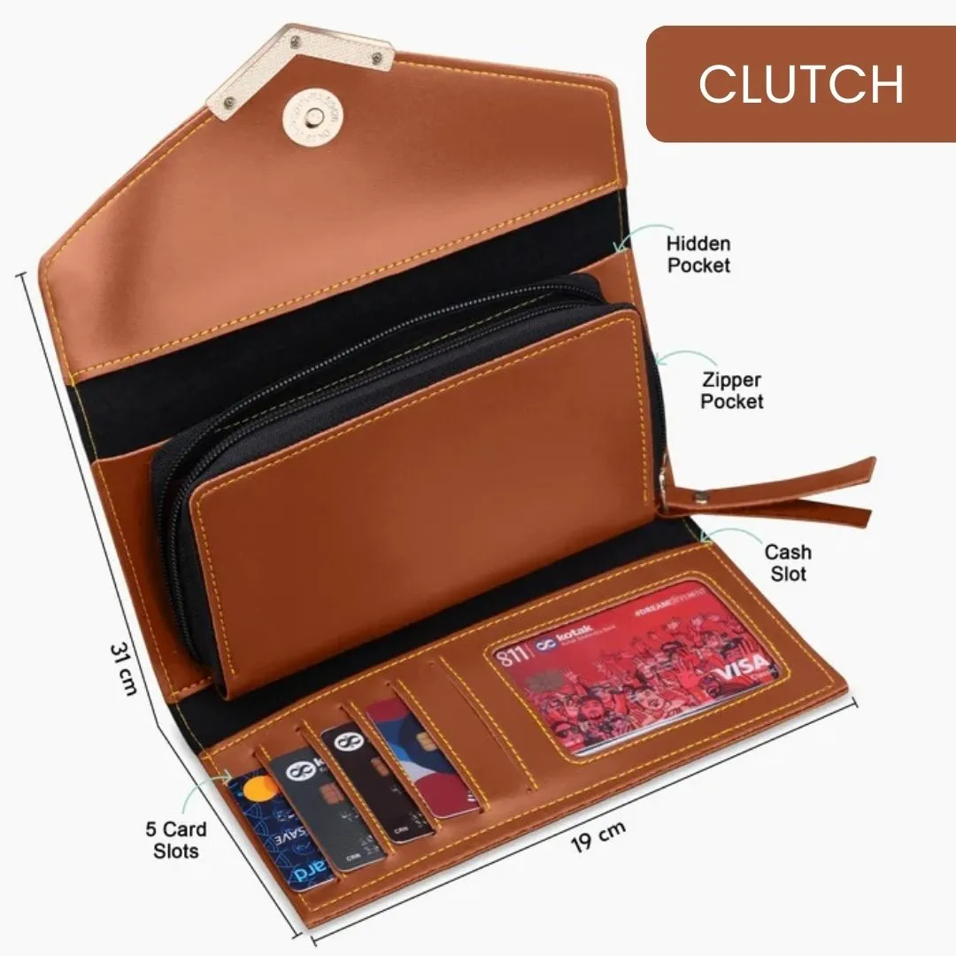 Personalized 4-in-1 Ladies Wallet, Travel Pouch, Luggage Tag & Passport Cover Set -Tan