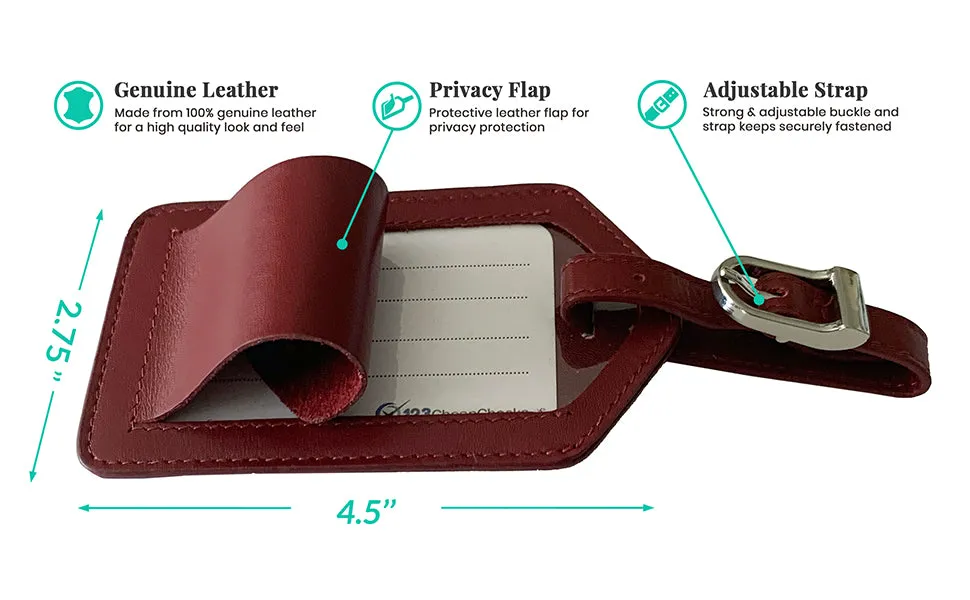 Personalized Monogrammed Leather Luggage Tag