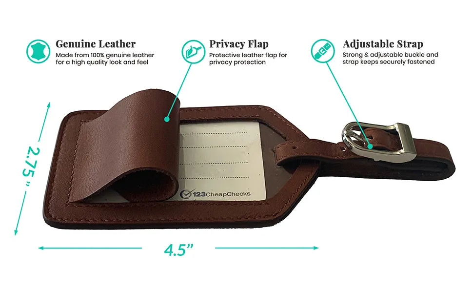 Personalized Monogrammed Leather Luggage Tag