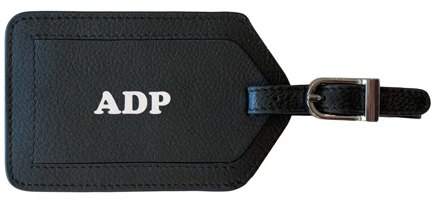 Personalized Monogrammed Leather Luggage Tag
