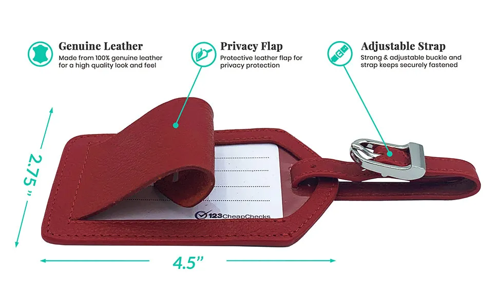 Personalized Monogrammed Leather Luggage Tag