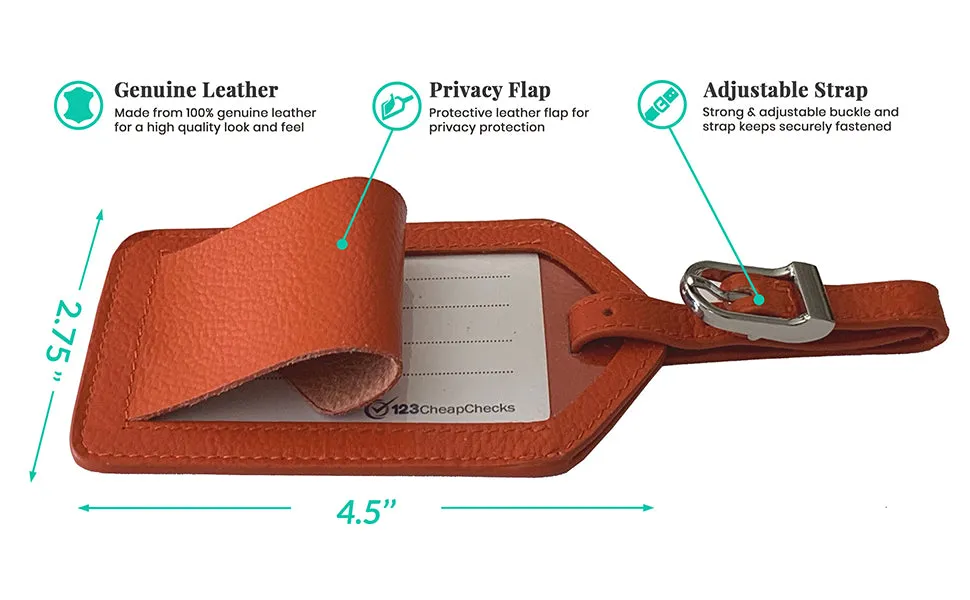 Personalized Monogrammed Leather Luggage Tag
