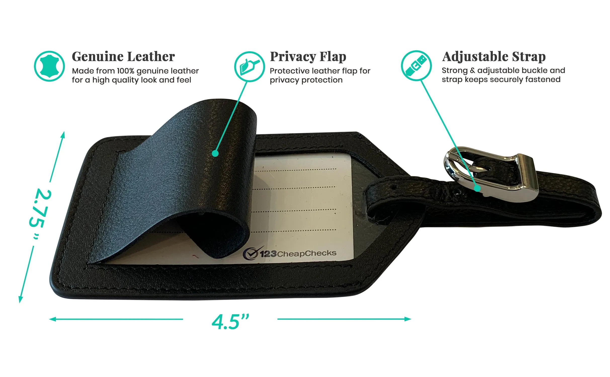 Personalized Monogrammed Leather Luggage Tag