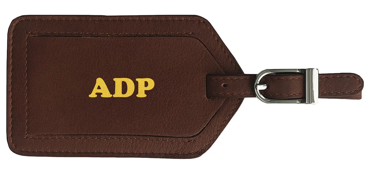 Personalized Monogrammed Leather Luggage Tag
