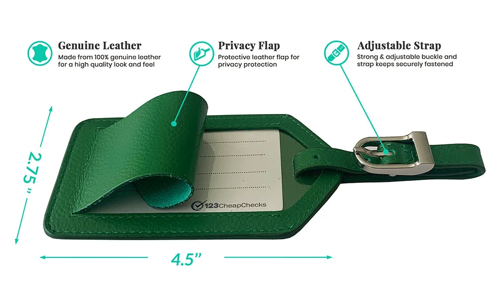 Personalized Monogrammed Leather Luggage Tag