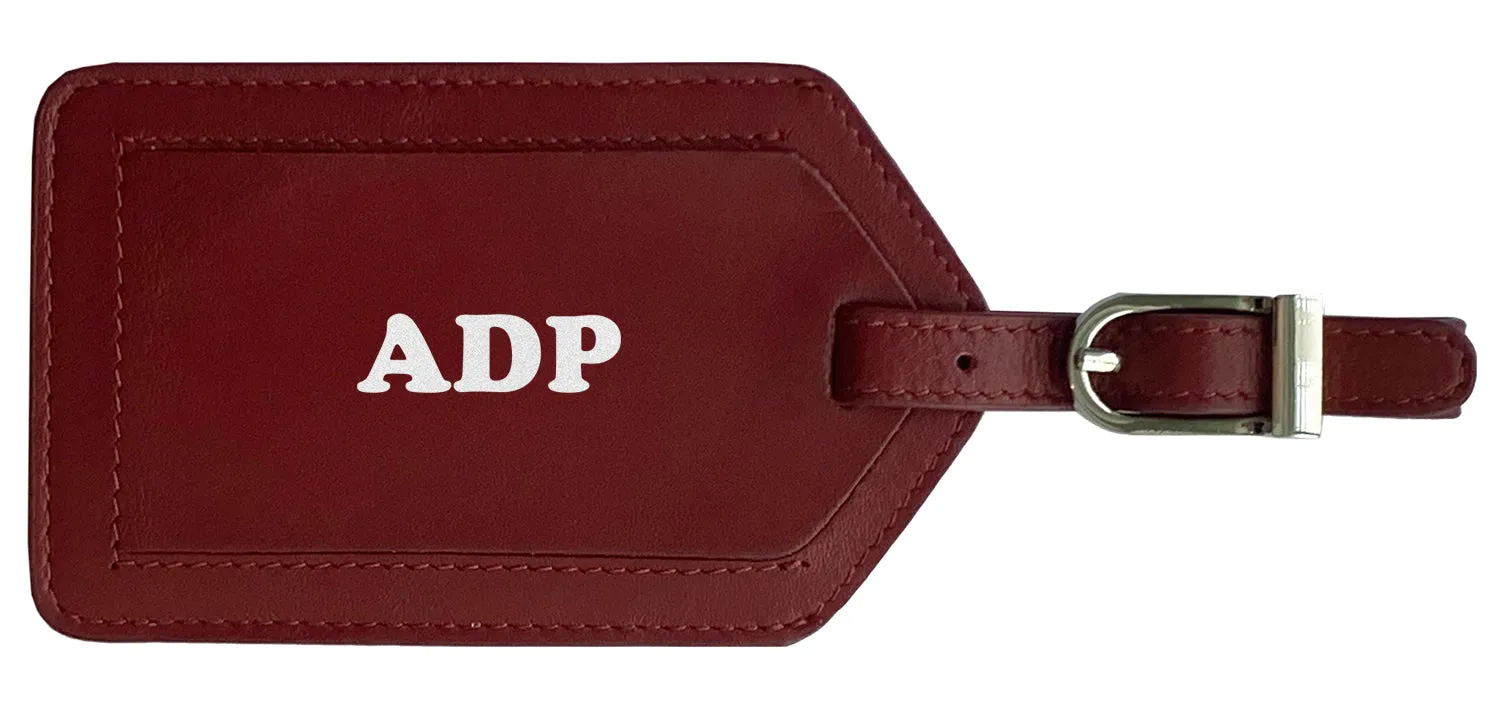 Personalized Monogrammed Leather Luggage Tag