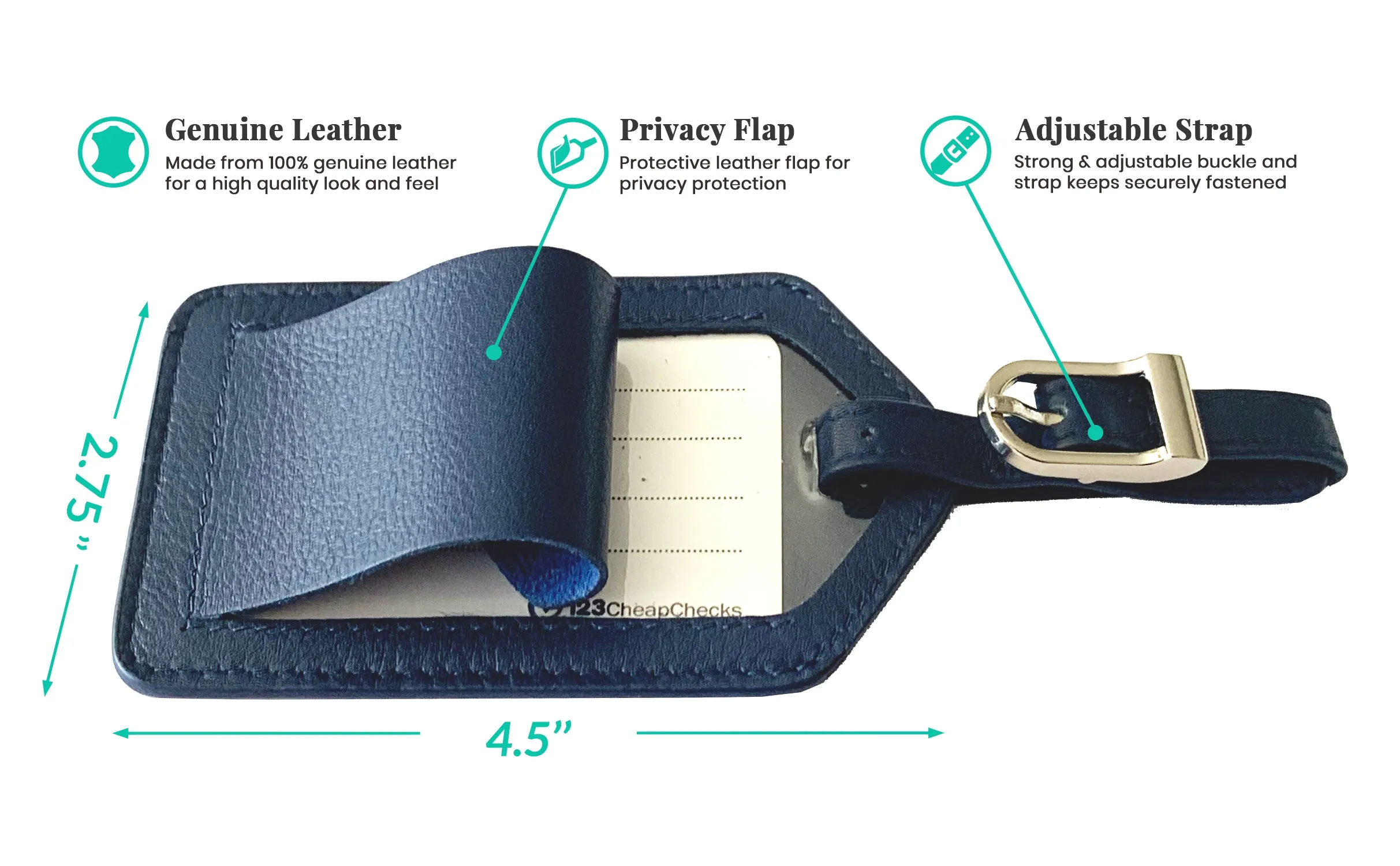 Personalized Monogrammed Leather Luggage Tag
