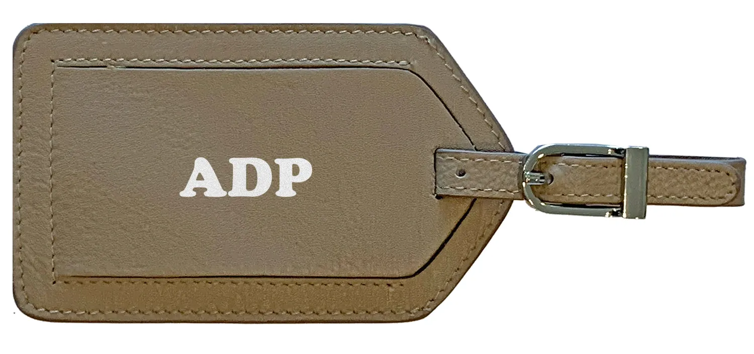 Personalized Monogrammed Leather Luggage Tag