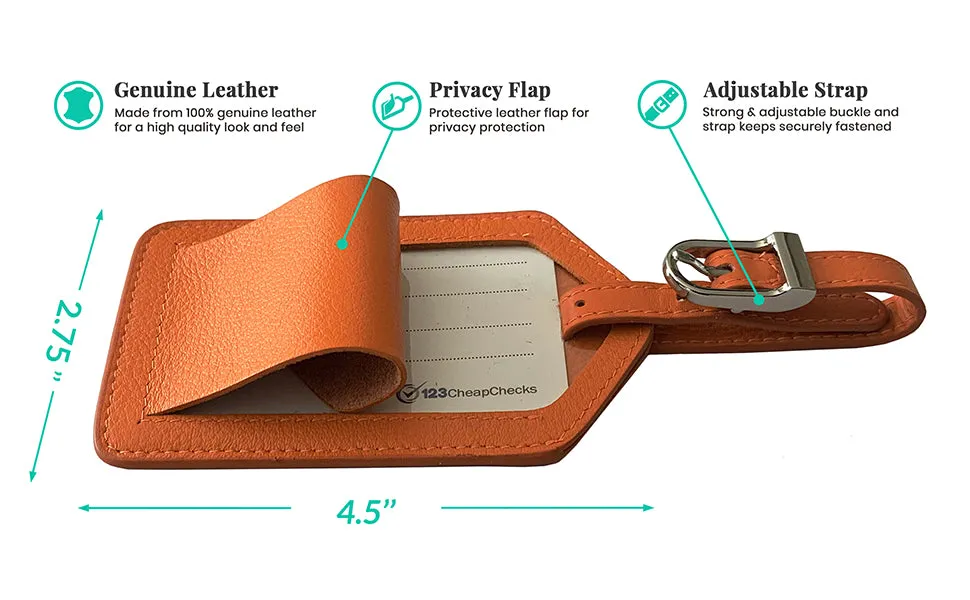 Personalized Monogrammed Leather Luggage Tag