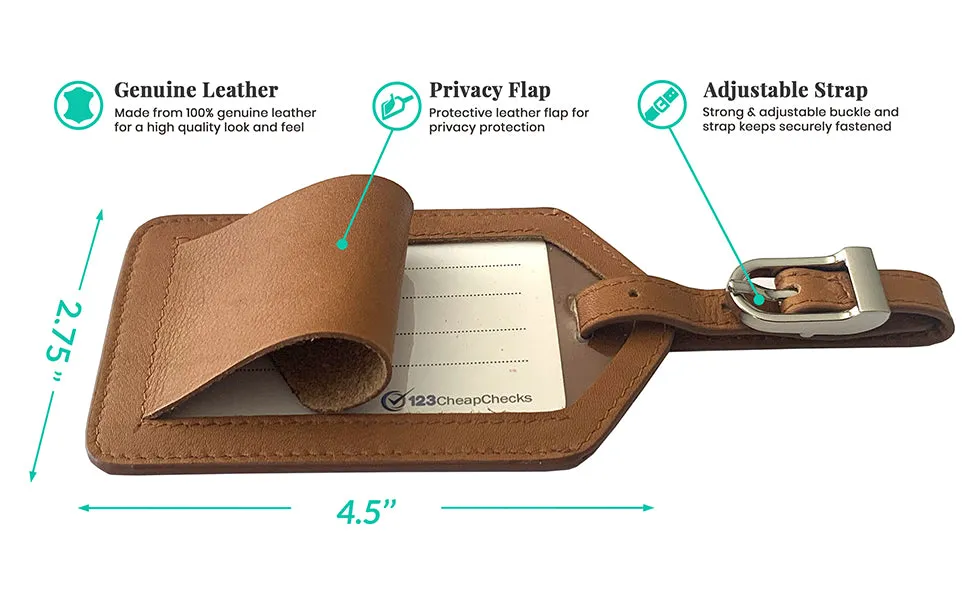 Personalized Monogrammed Leather Luggage Tag