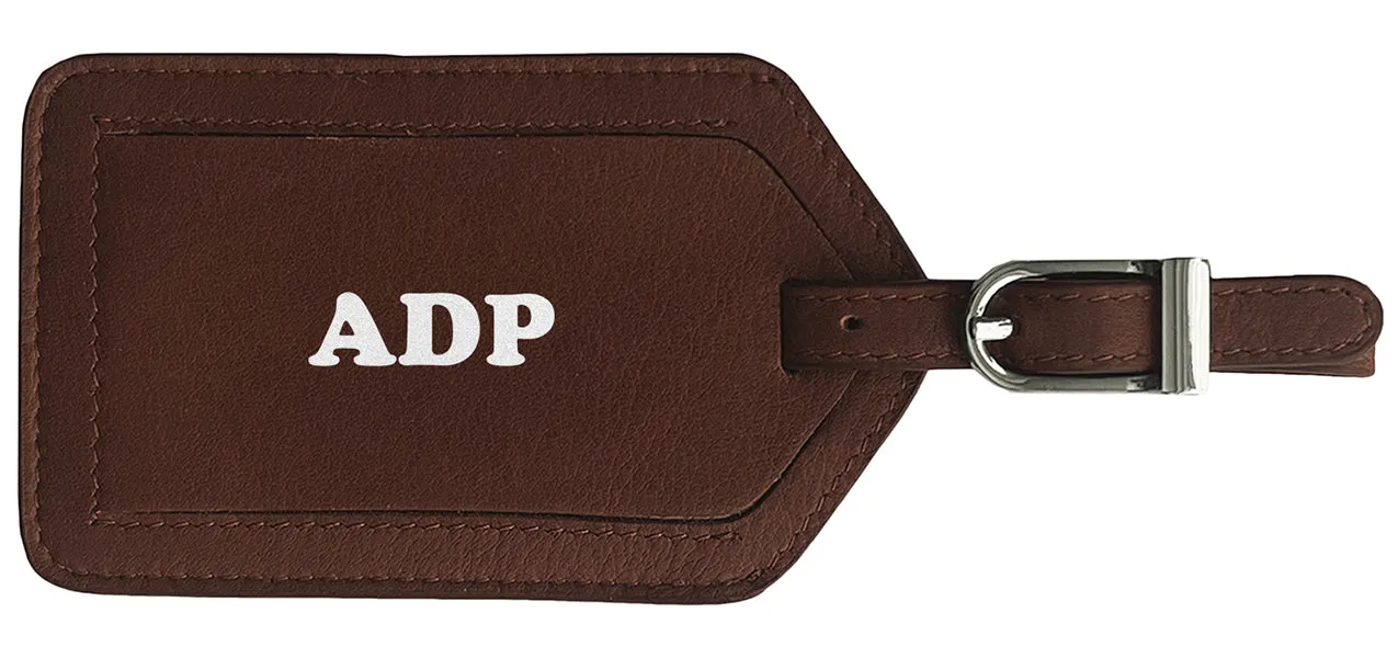 Personalized Monogrammed Leather Luggage Tag
