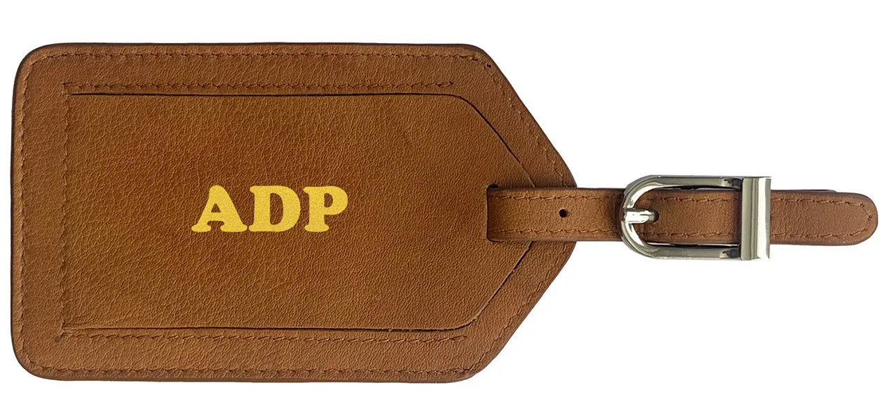 Personalized Monogrammed Leather Luggage Tag