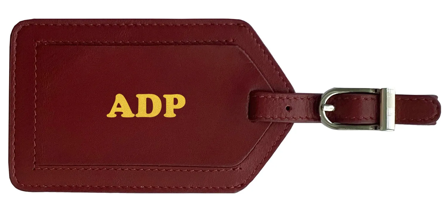 Personalized Monogrammed Leather Luggage Tag