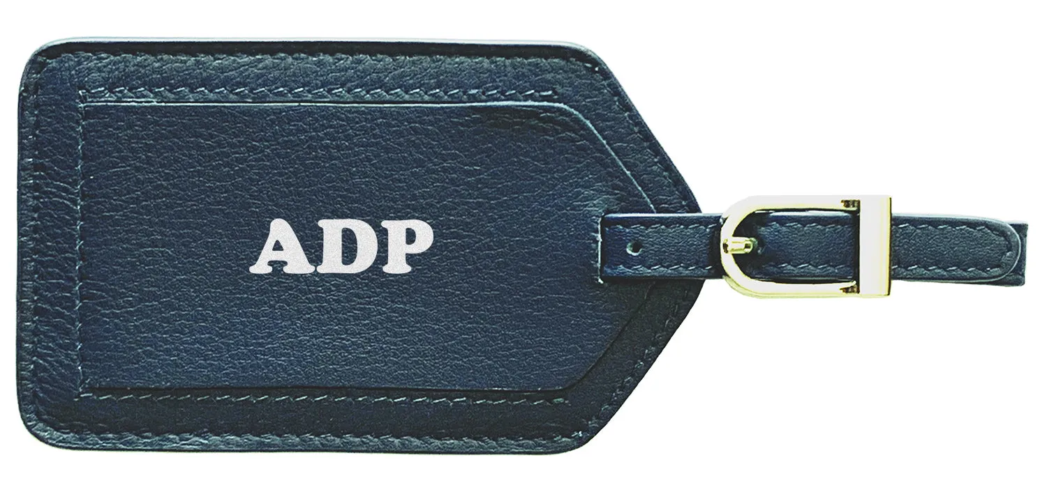 Personalized Monogrammed Leather Luggage Tag