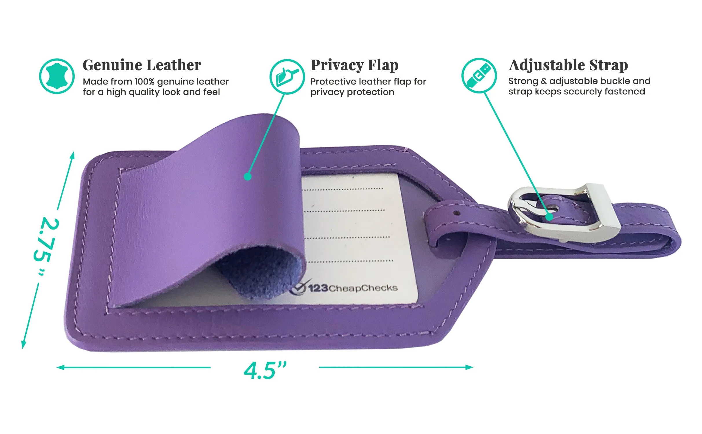 Personalized Monogrammed Leather Luggage Tag