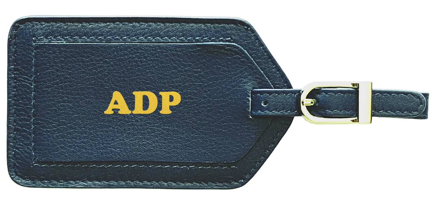 Personalized Monogrammed Leather Luggage Tag
