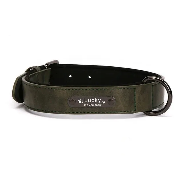 PetAffairs Personalized Leather Dog Collar with Name Engraving