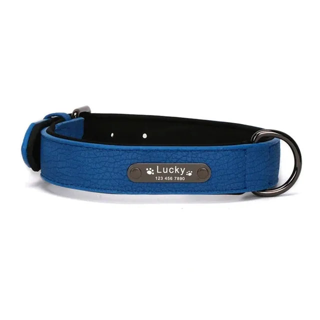 PetAffairs Personalized Leather Dog Collar with Name Engraving