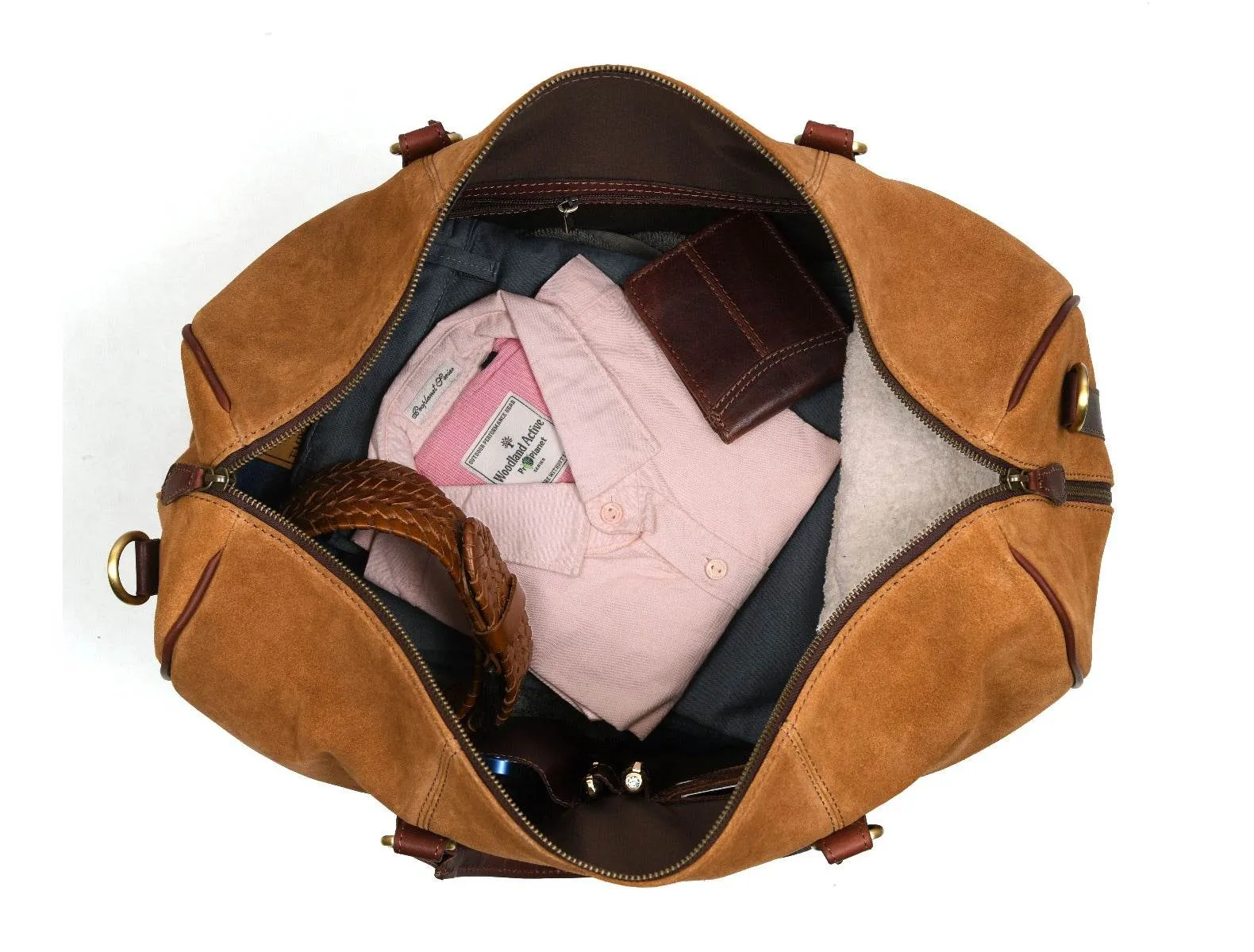 Pomona Leather Suede Weekender Bag - Brown