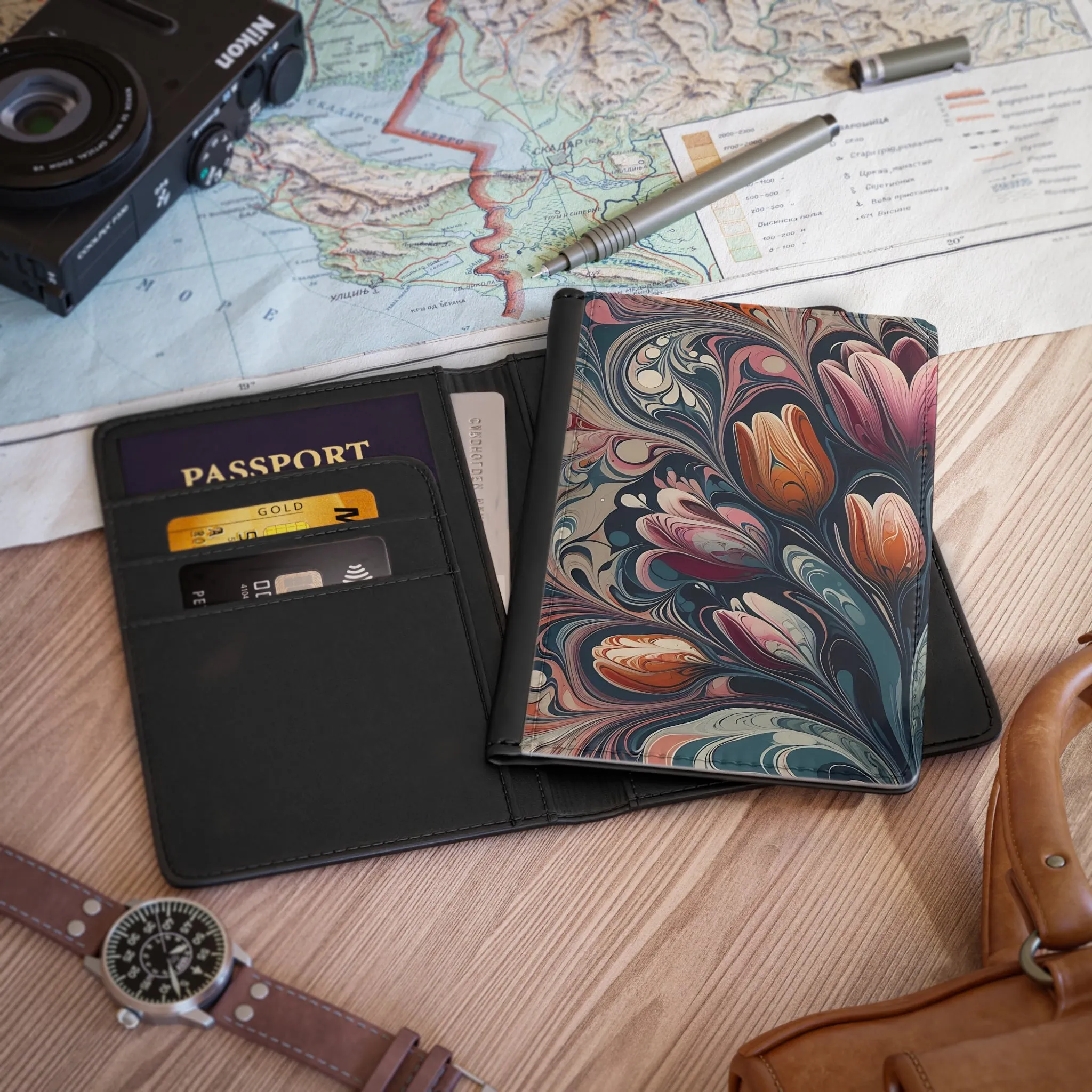 Purple traditional mabling art Passport Cover