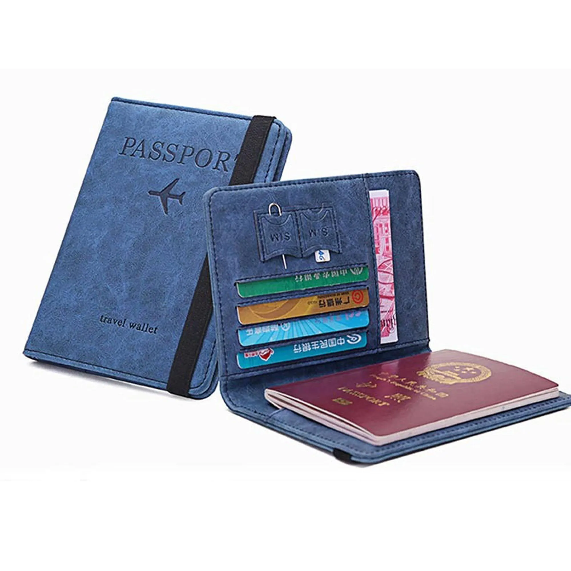 RFID Blocking Travel Passport Holder Elastic Band For Business Wallet Cover Case ID Card (Orange)