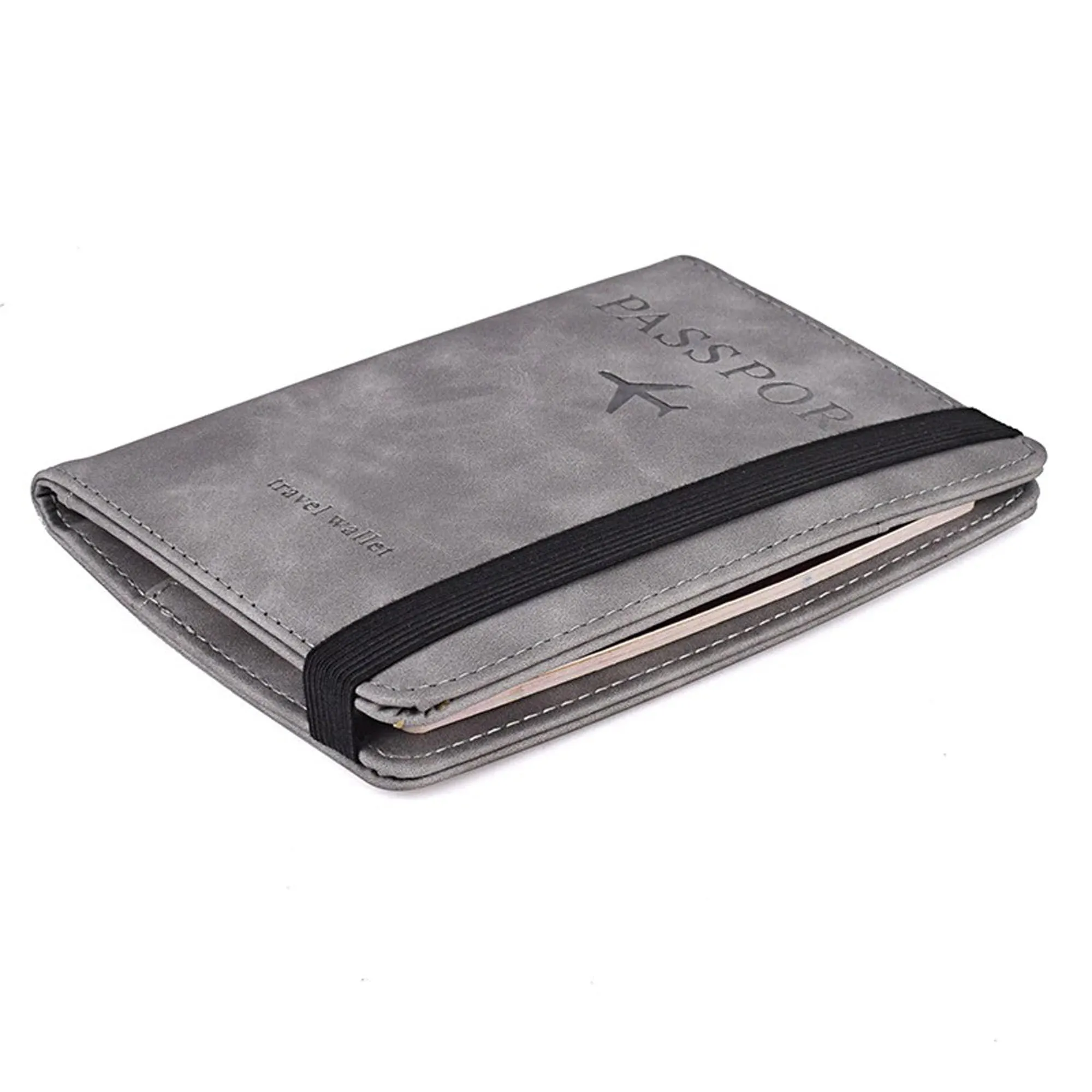 RFID Blocking Travel Passport Holder Elastic Band For Business Wallet Cover Case ID Card (Orange)