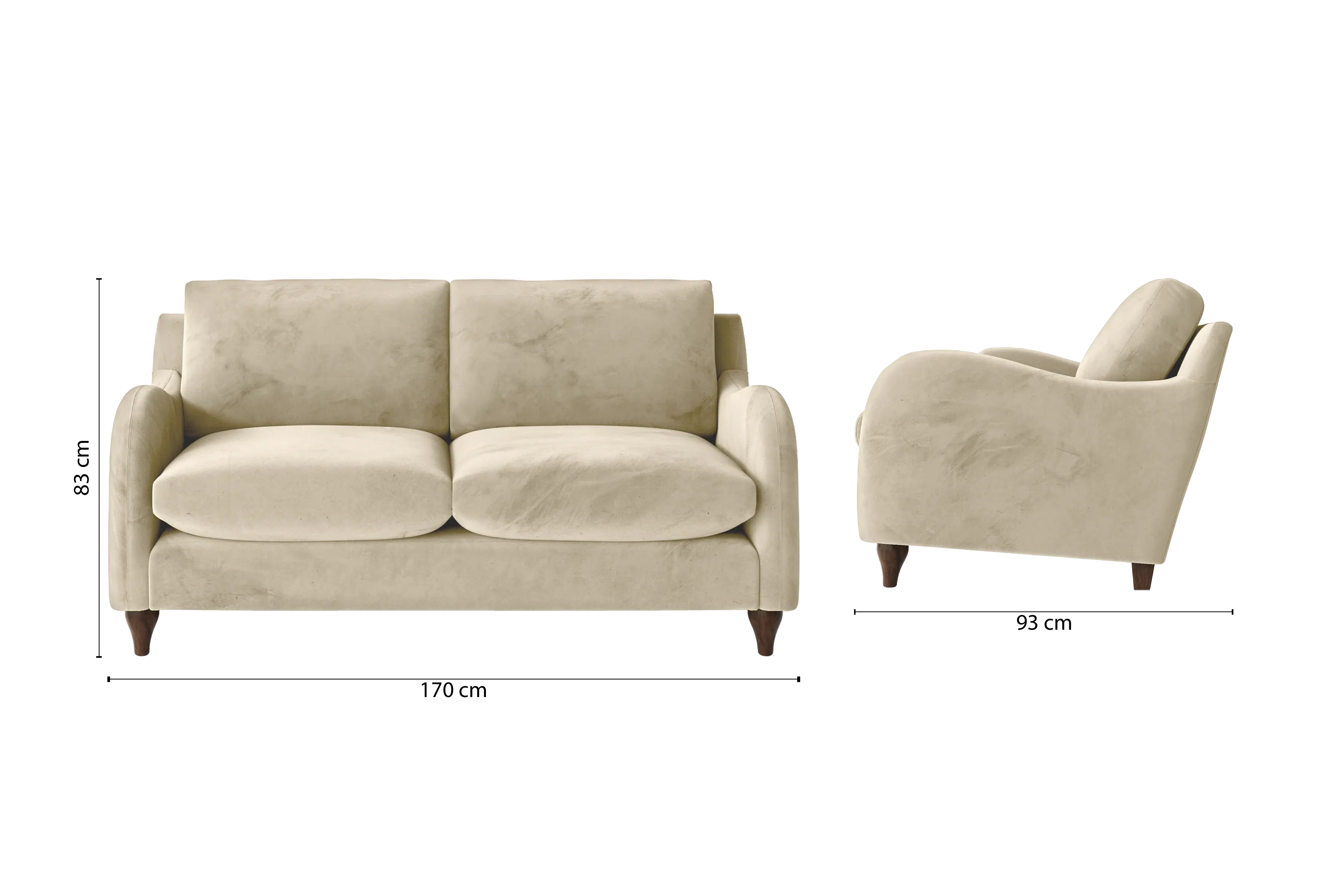 Sallisaw 2 Seater Sofa Cream Velvet