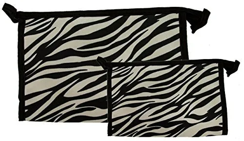 Set of 2 Matching Zebra Travel Cosmetic Bag - Makeup Bag - Toiletry Bag - Lightweight - Comes in Three Colors