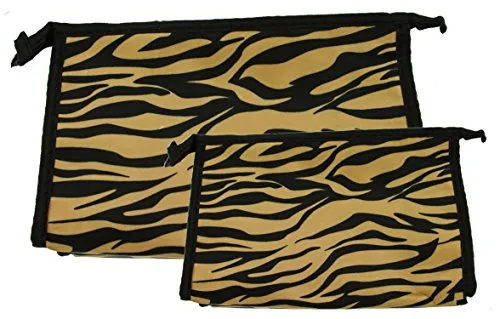 Set of 2 Matching Zebra Travel Cosmetic Bag - Makeup Bag - Toiletry Bag - Lightweight - Comes in Three Colors