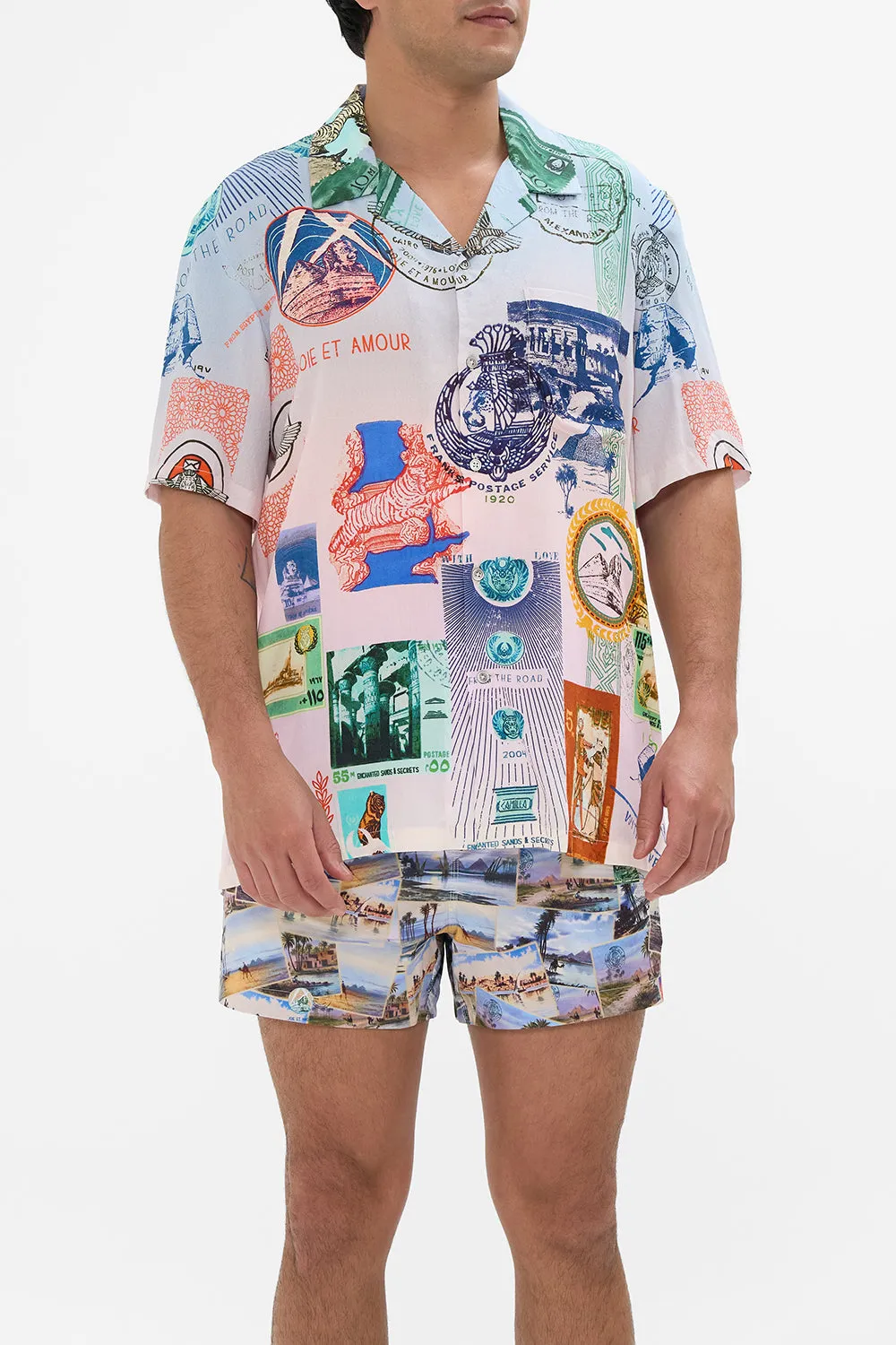 SHORT SLEEVE CAMP COLLARED SHIRT HAUTE PASSPORT