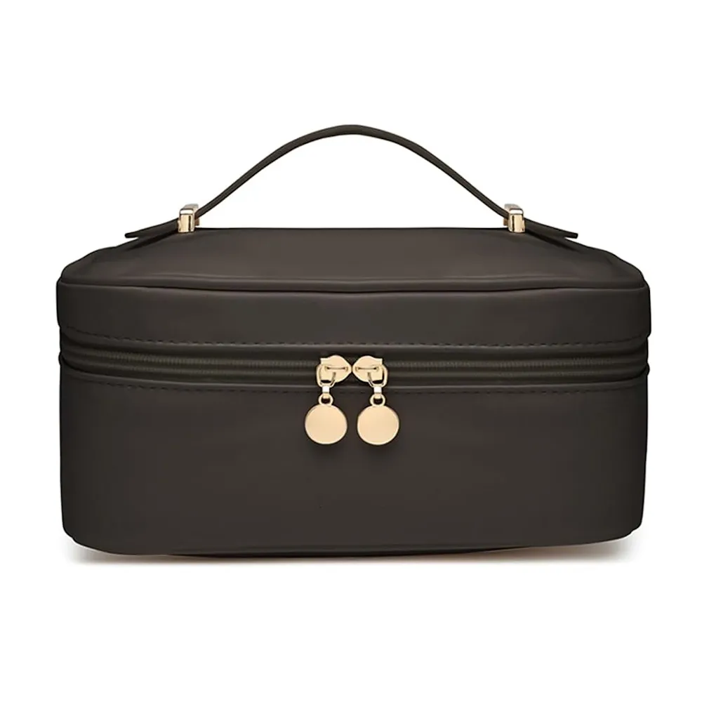 StitchesandTweed Noir Vegan Leather Travel Make Up Cosmetic Bag