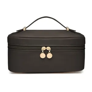 StitchesandTweed Noir Vegan Leather Travel Make Up Cosmetic Bag